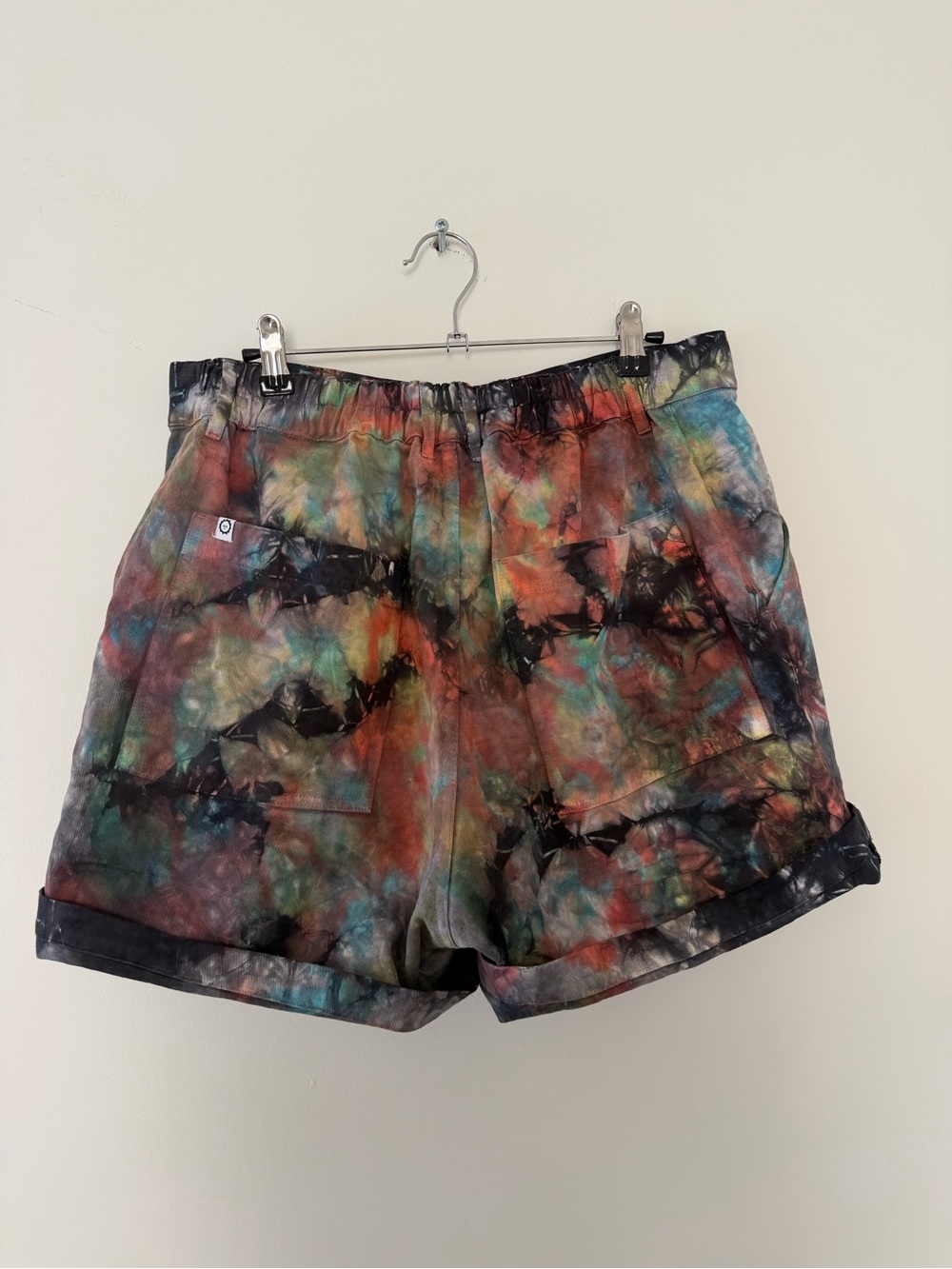 Big Bud Press Workpant Shorts In Rainbow Magic Waters Tie Dye Heavy Cotton - Picture 5 of 6
